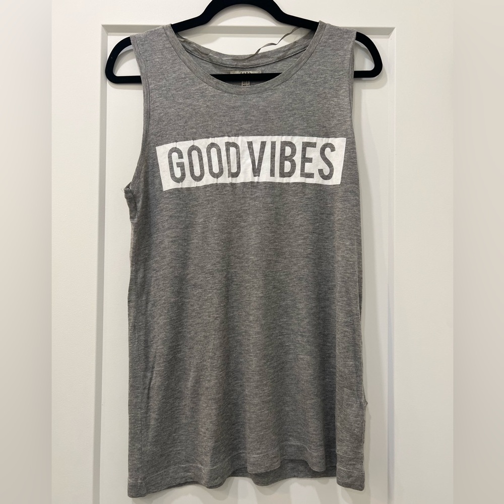 Zara Good Vibes Tank Top (letter cracking)